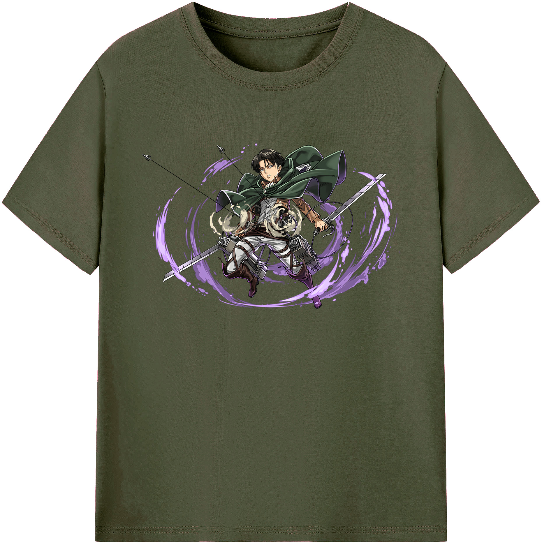 （画像用） 進撃の巨人 リヴァイ·アッカーマン Attack on Titan Levi Ackerman 綿100％ メンズ半袖Tシャツ｜肌触りやわらか＆通気性